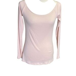 Women’s Large i Jeans By Buffalo Pink Scoop Neck Long Sleeve Ribbed Tee NEW